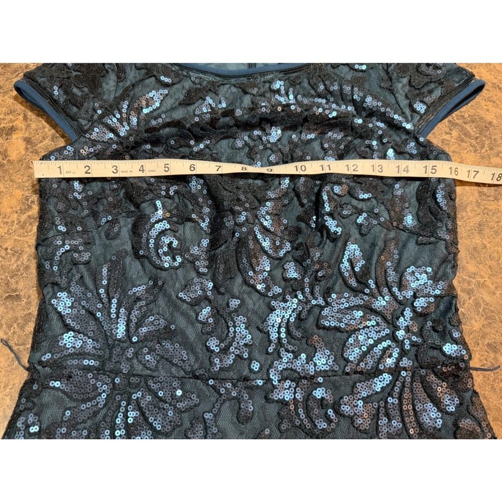 Tadashi Shoji Teal Sequin Lace Ruffle Cocktail Evening Glam Dress 6 NEW Mermaid - Picture 10 of 13